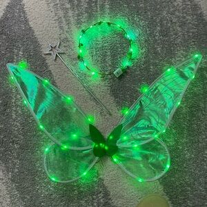 Tinkle Bell Costume Wings Wand Flower Crown